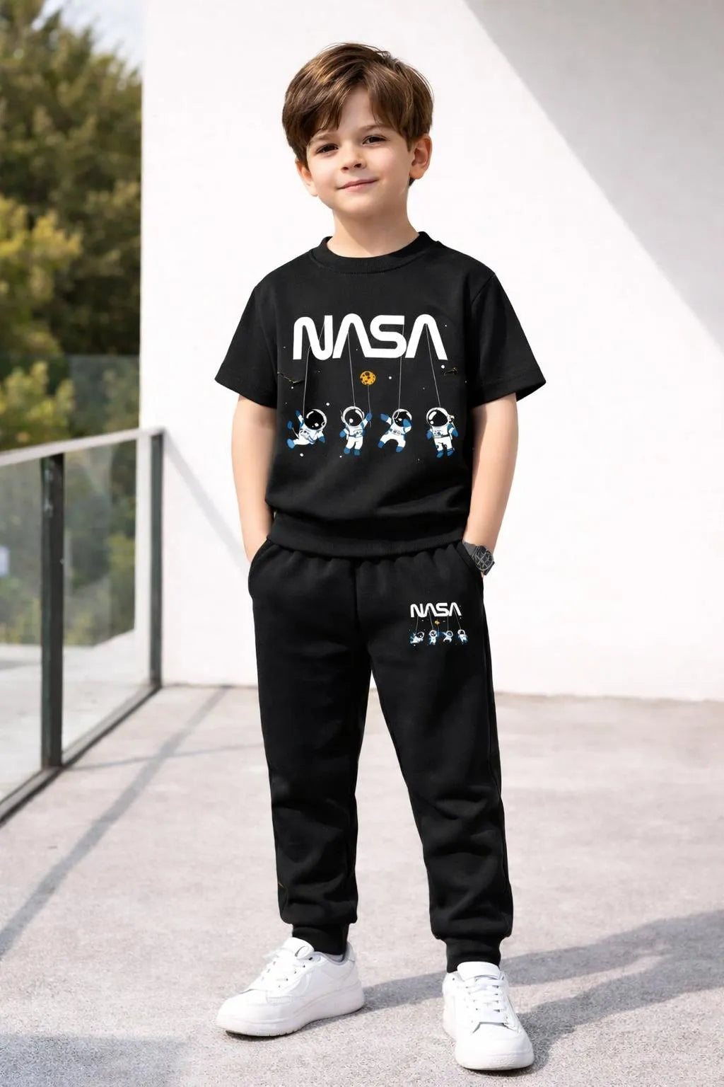 Boy's Polyester Printed Tracksuit