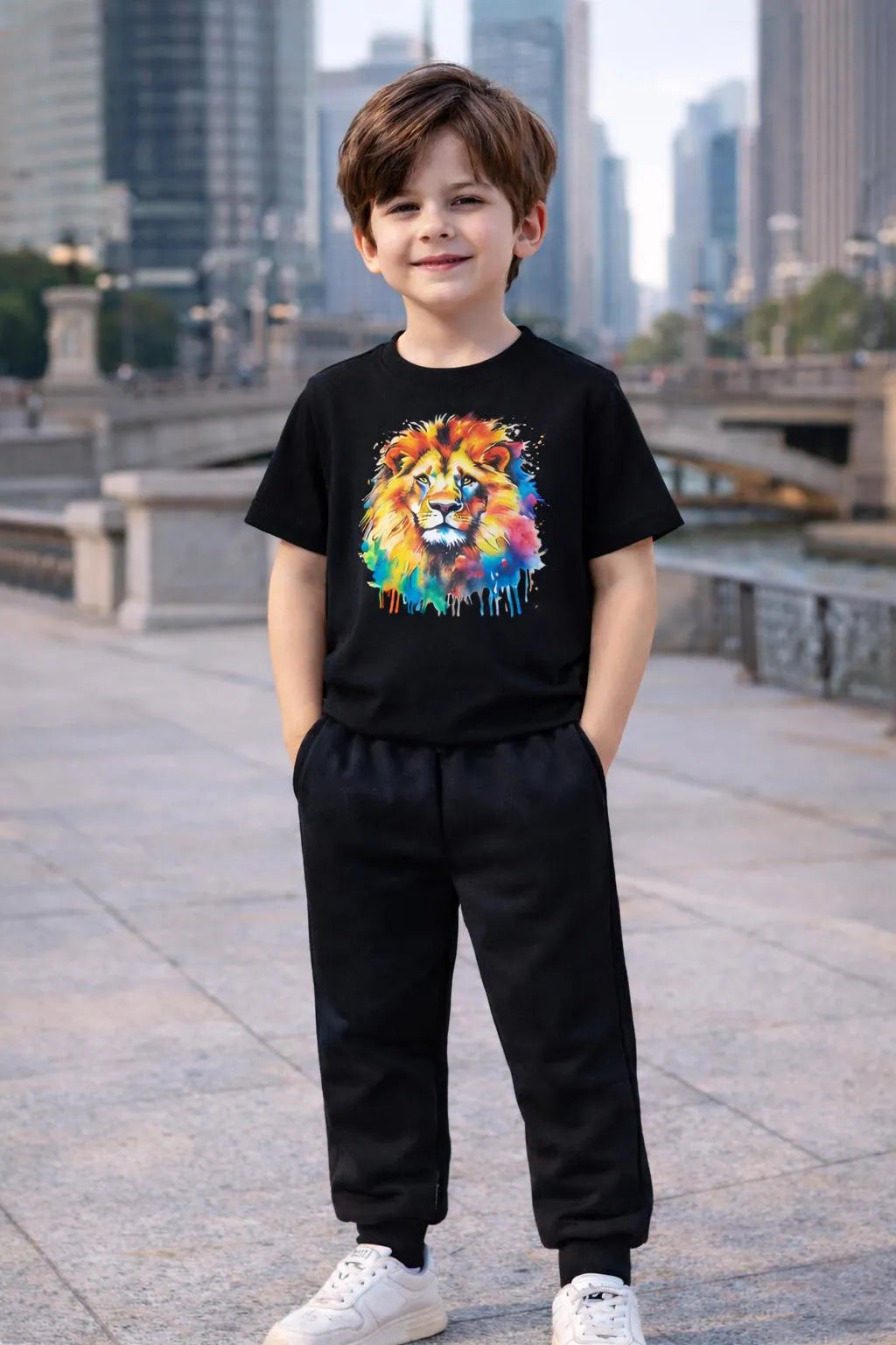 Boy's Polyester Printed Tracksuit
