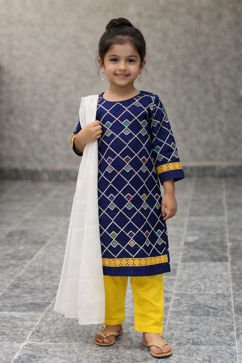 Girl's Lawn Embroidered Shirt And Trouser Suit
