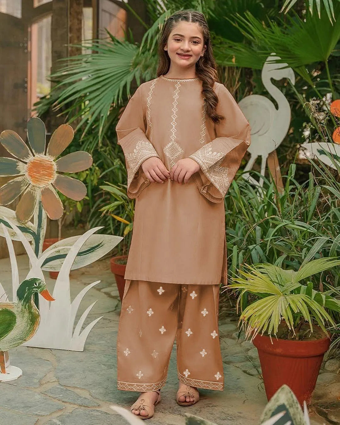 Girl's Cotton Embroidered Kurta And Pajama