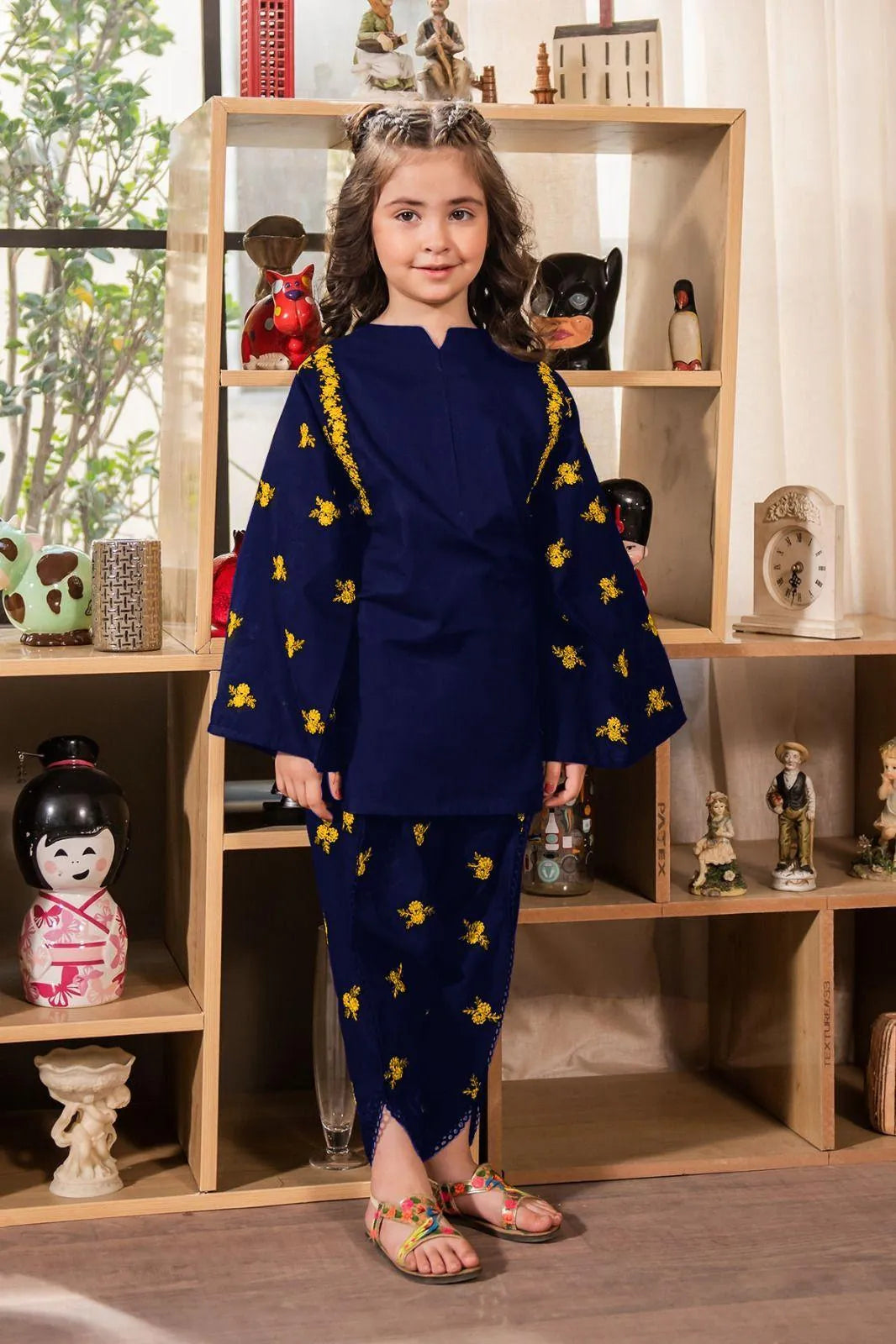 Girl's Cotton Embroidered Kurta And Pajama