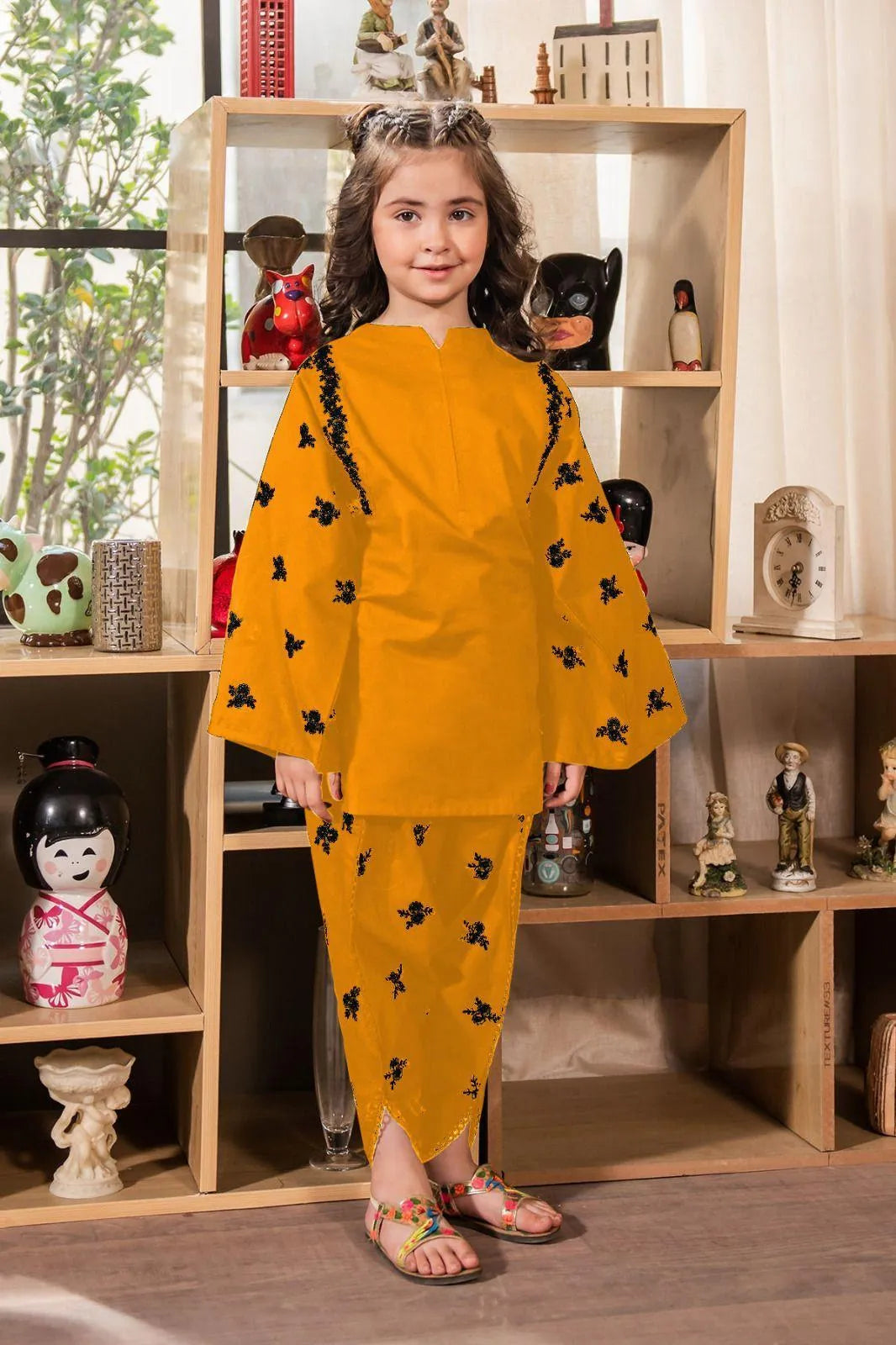 Girl's Cotton Embroidered Kurta And Pajama