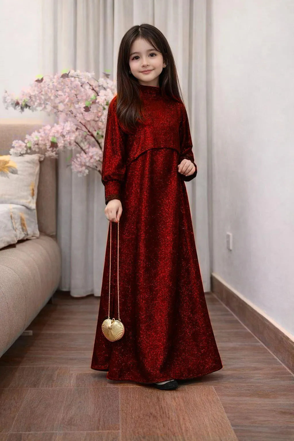 Girl's Jersey Textured Maxi & Jacket