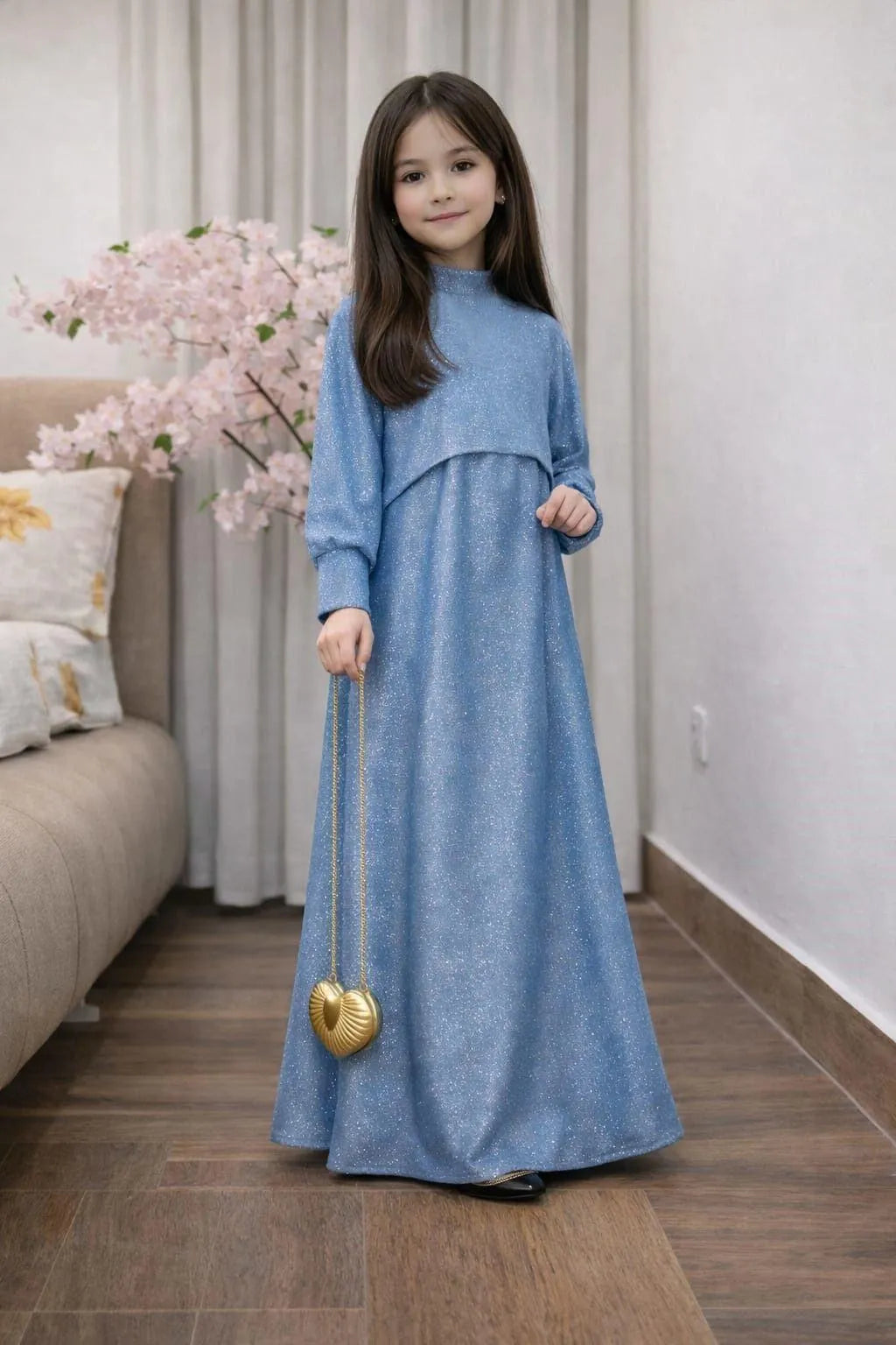 Girl's Jersey Textured Maxi & Jacket