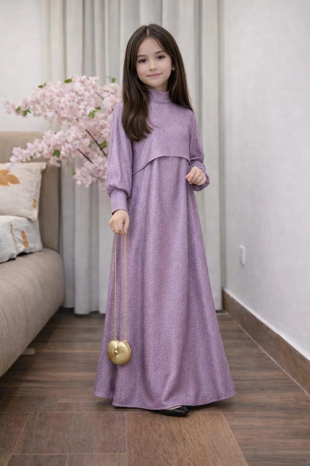 Girl's Jersey Textured Maxi & Jacket