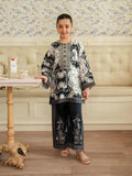 Girls Printed Lawn Shirt & Trouser Set Black
