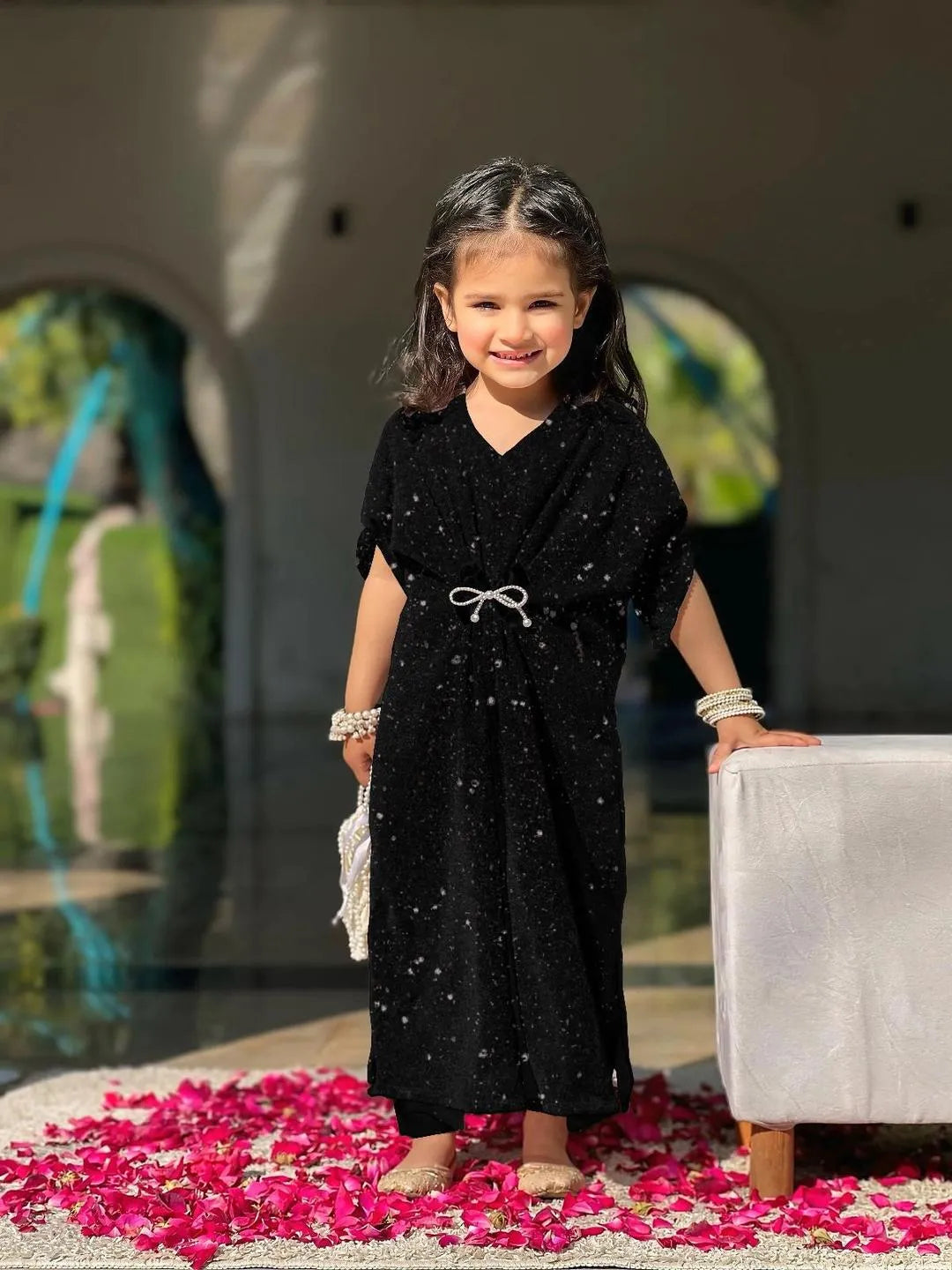 Girl's Jersey Textured Shirt And Trouser Set