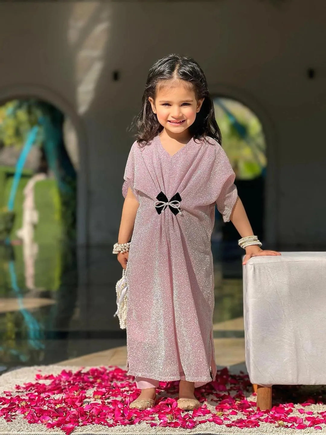 Girl's Jersey Textured Shirt And Trouser Set