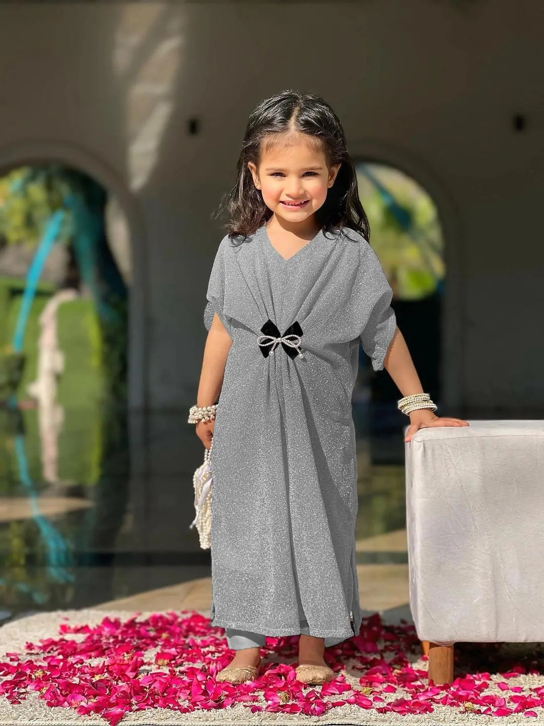 Girl's Jersey Textured Shirt And Trouser Set