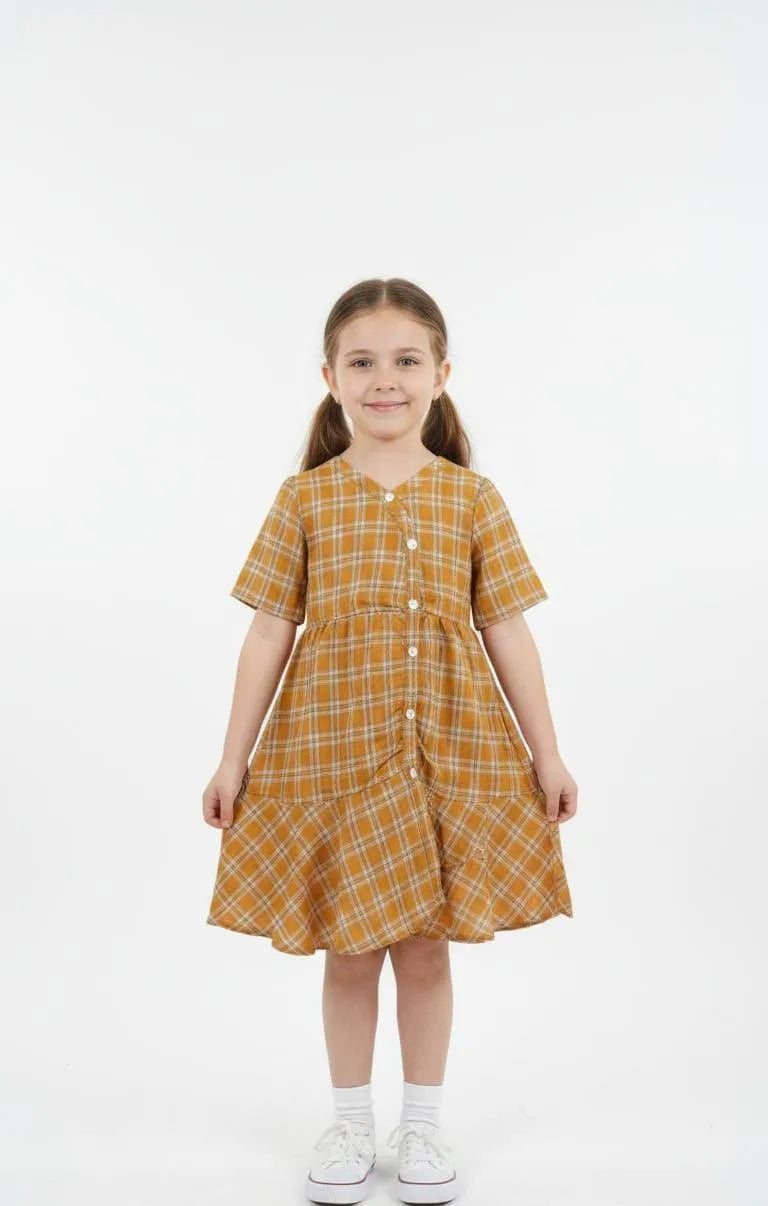 Girl's Stitched Cotton Printed Frock