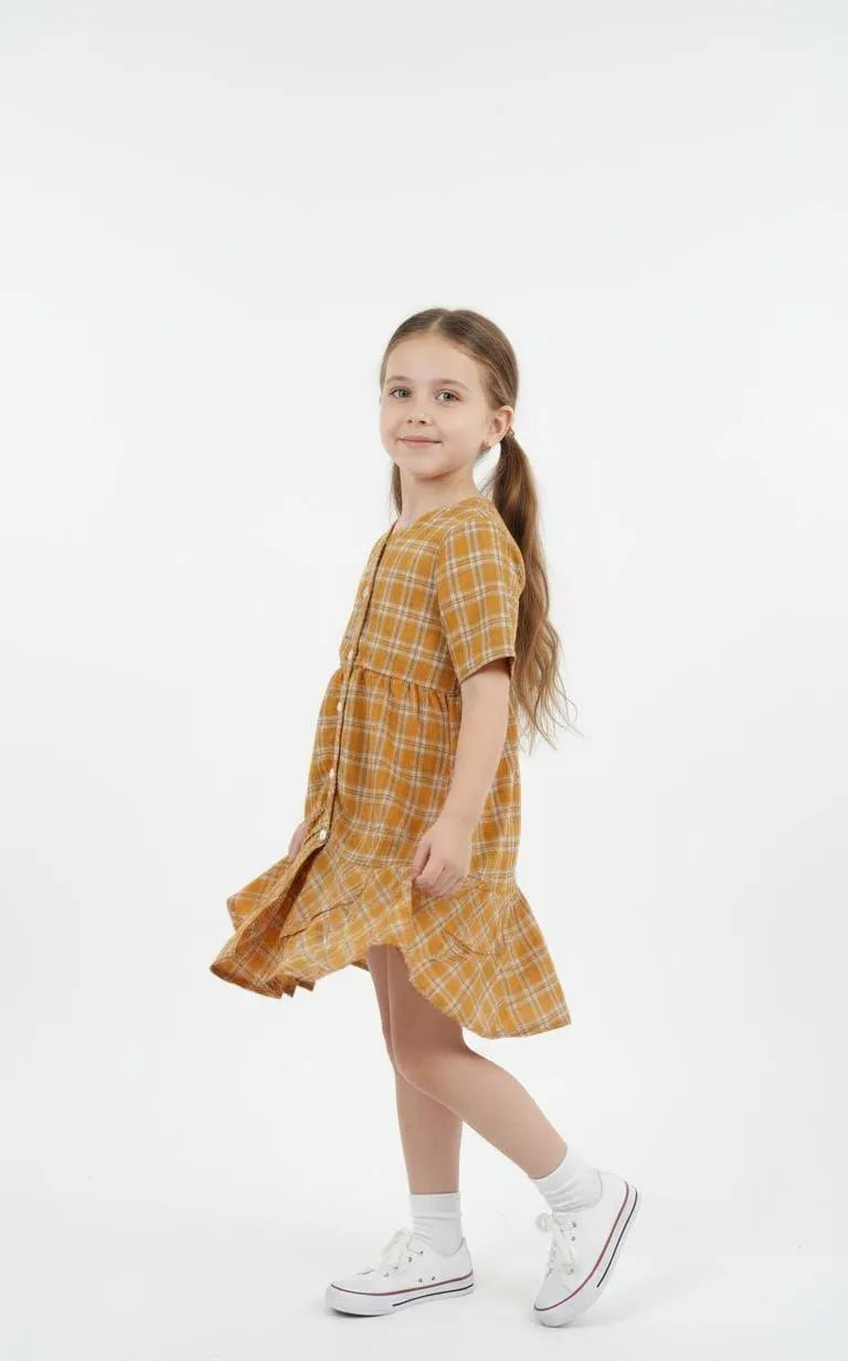 Girl's Stitched Cotton Printed Frock