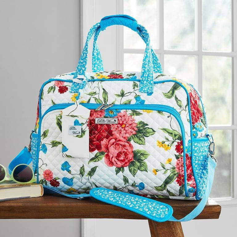 Cotton Floral Baby Bag with Blue Handles