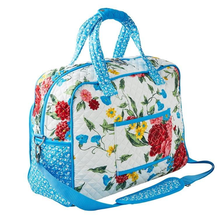 Cotton Floral Baby Bag with Blue Handles