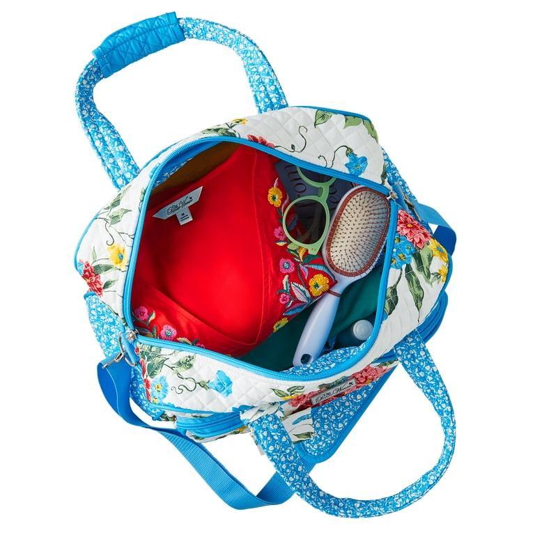Cotton Floral Baby Bag with Blue Handles