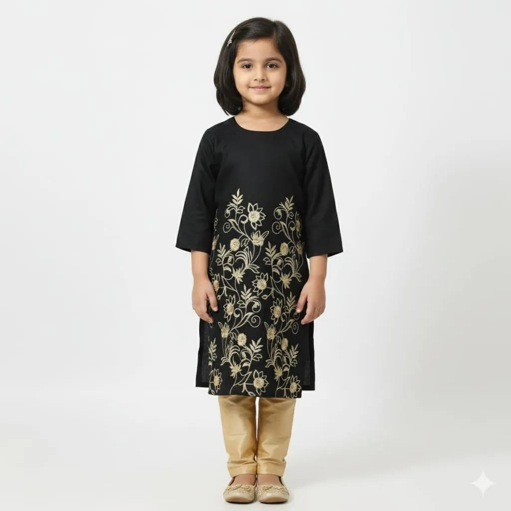Girl's Lawn Embroidered Shirt And Trouser Suit