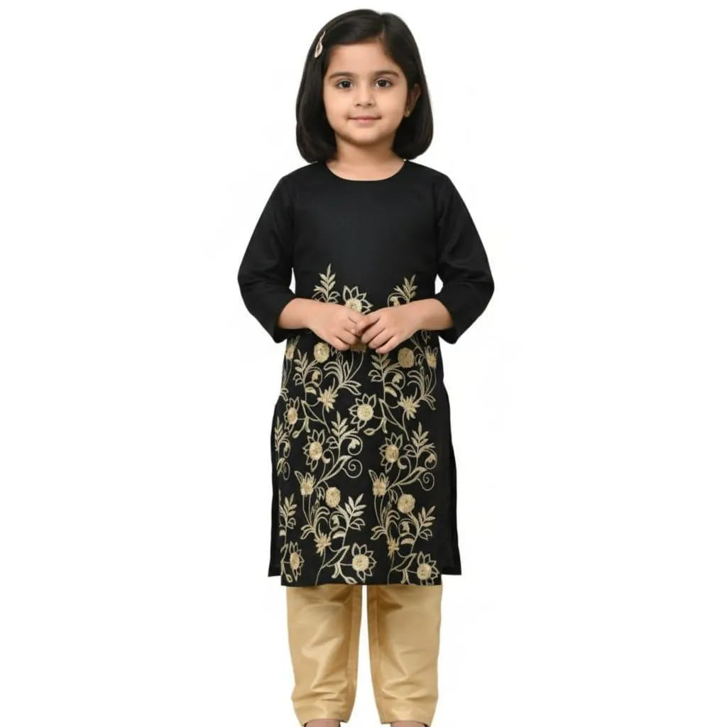 Girl's Lawn Embroidered Shirt And Trouser Suit