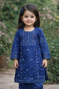 Girl's Organza Embroidered Shirt And Trouser Suit