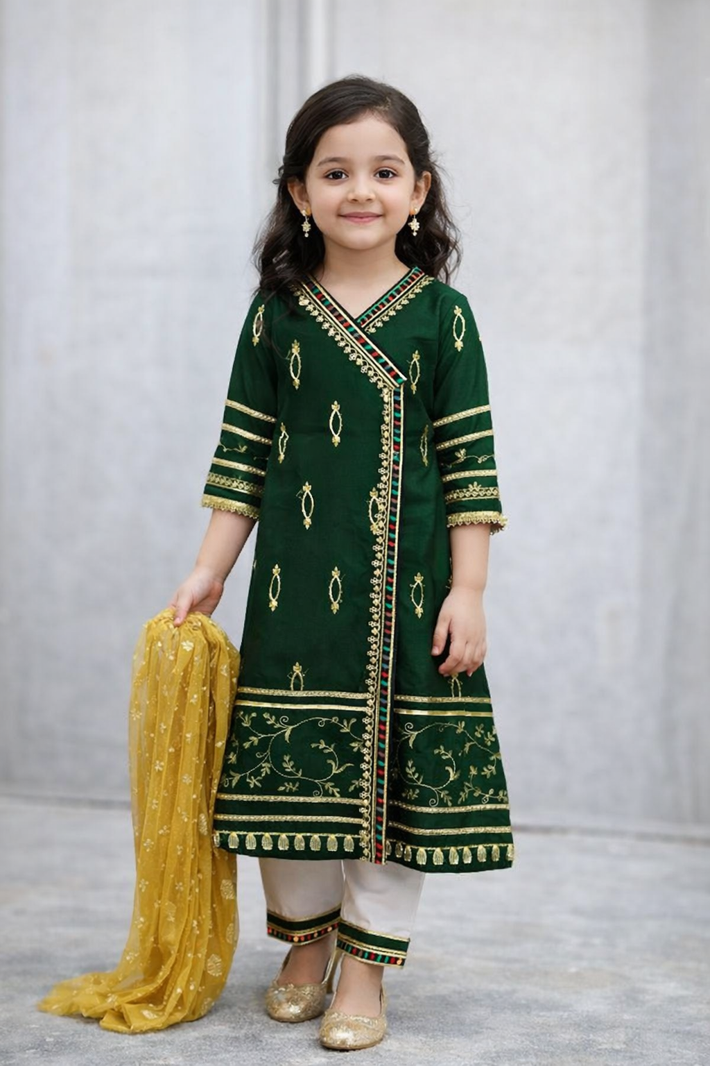 Girl's Cotton Embroidered Kurta And Shalwar Suit
