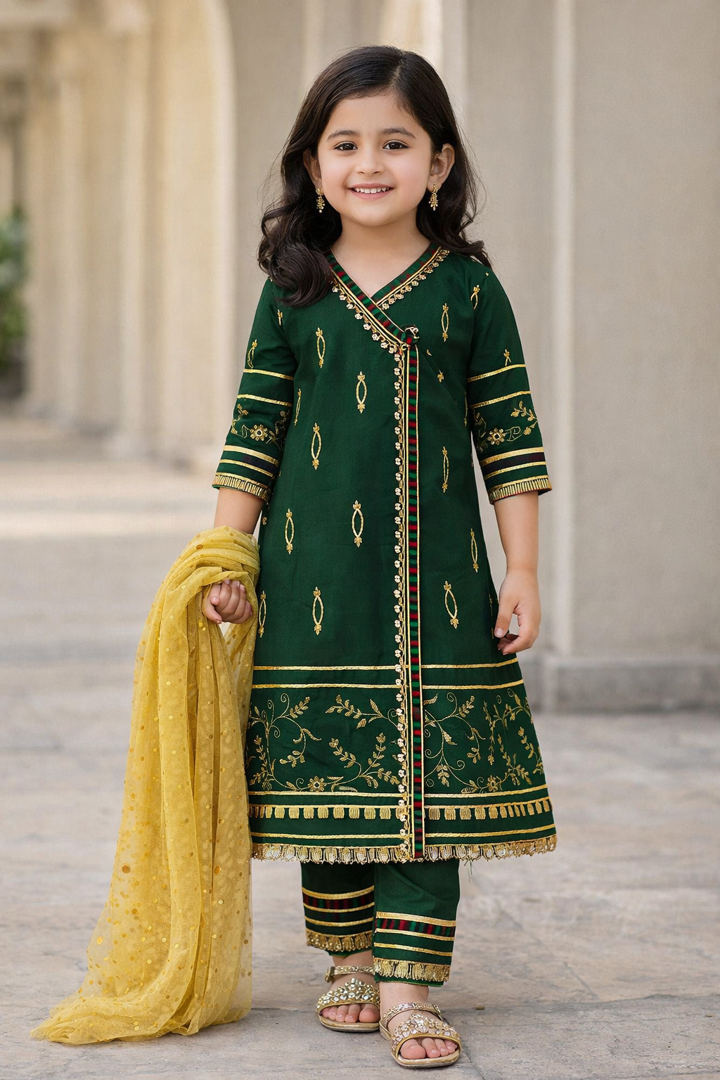 Girl's Cotton Embroidered Kurta And Shalwar Suit