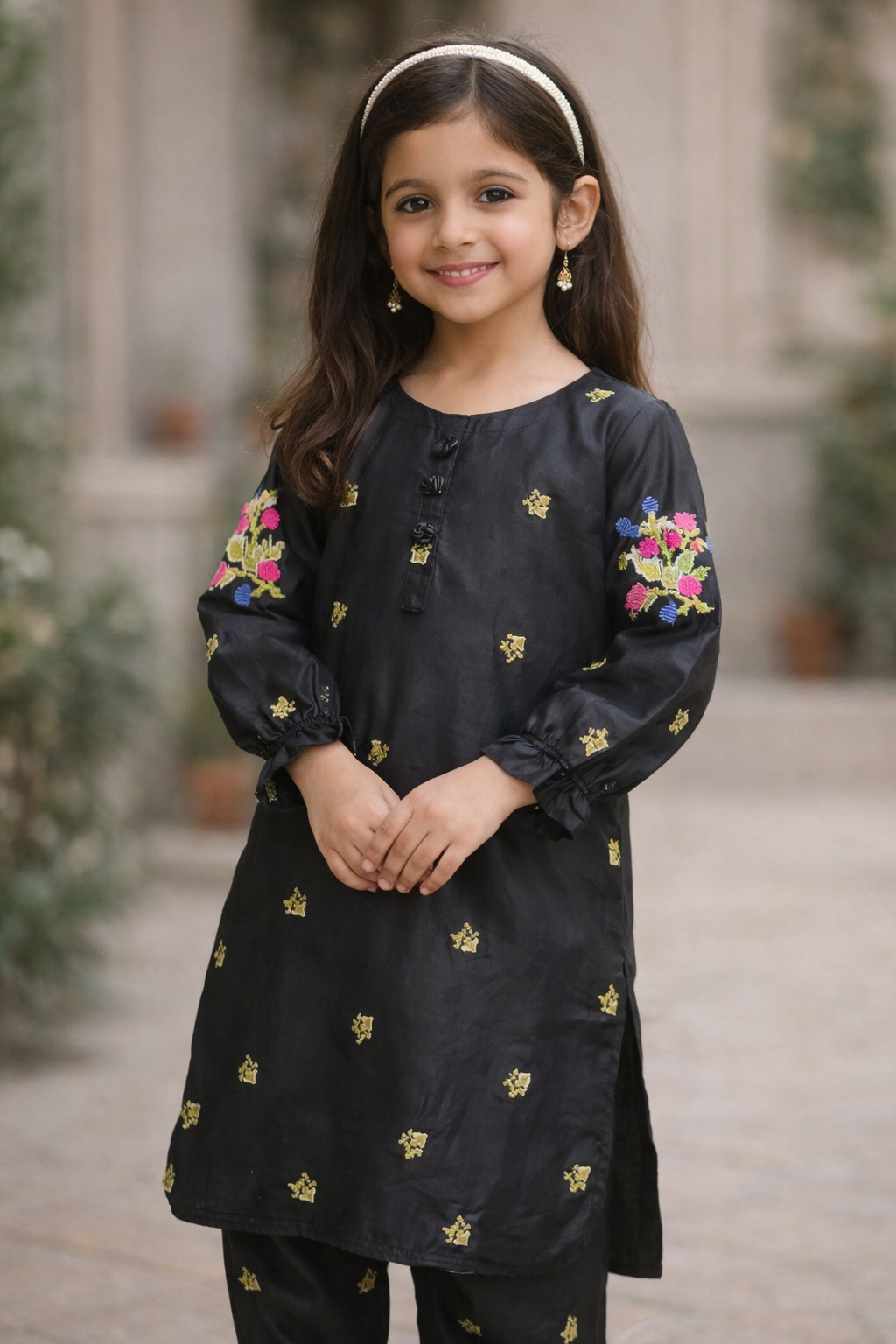 Girl's Cotton Embroidered Kurta And Shalwar Suit