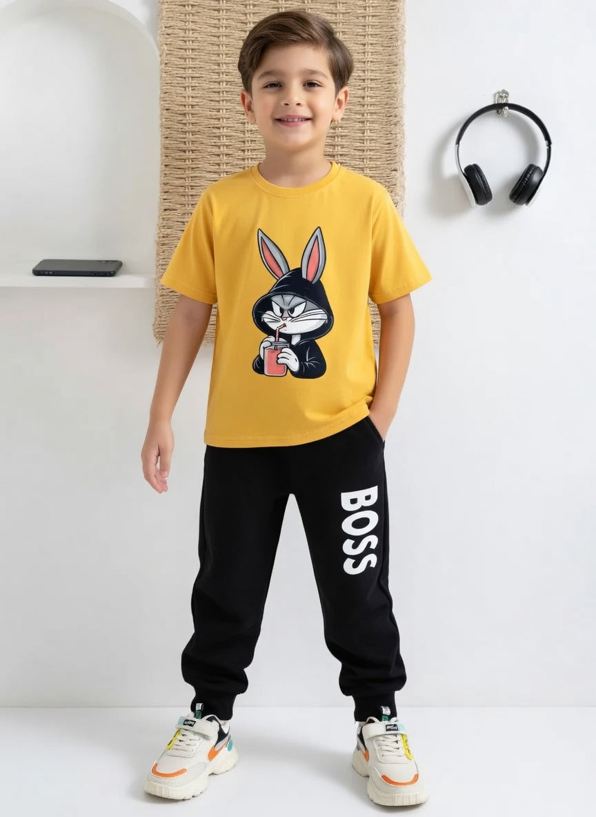 Boy's Polyester Printed Tracksuit